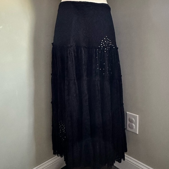 Lillie Rubin | Black Lace Rhinestone Embellished Skirt | Size 6 - Picture 2 of 12